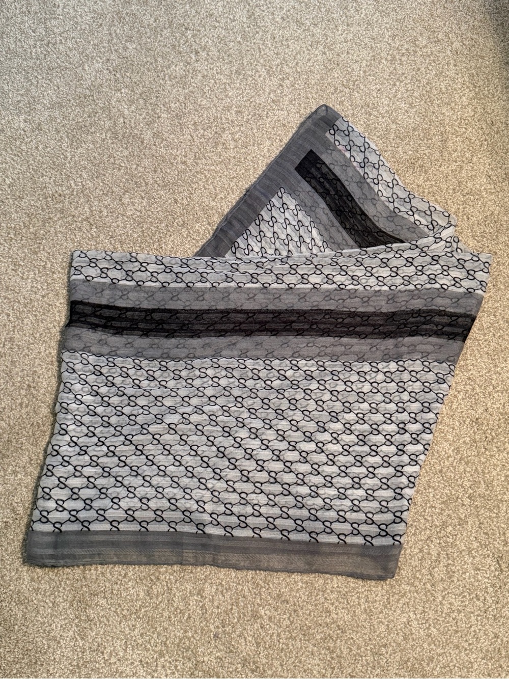 Pattern Grey, White and Black Long Scarf/Wrap